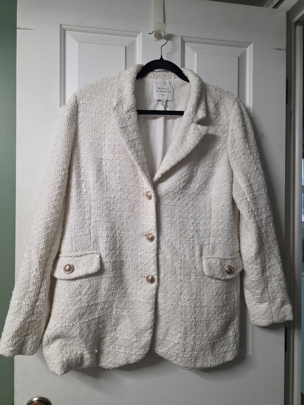 Cream Blazer Jacket by Maison d' Amelie